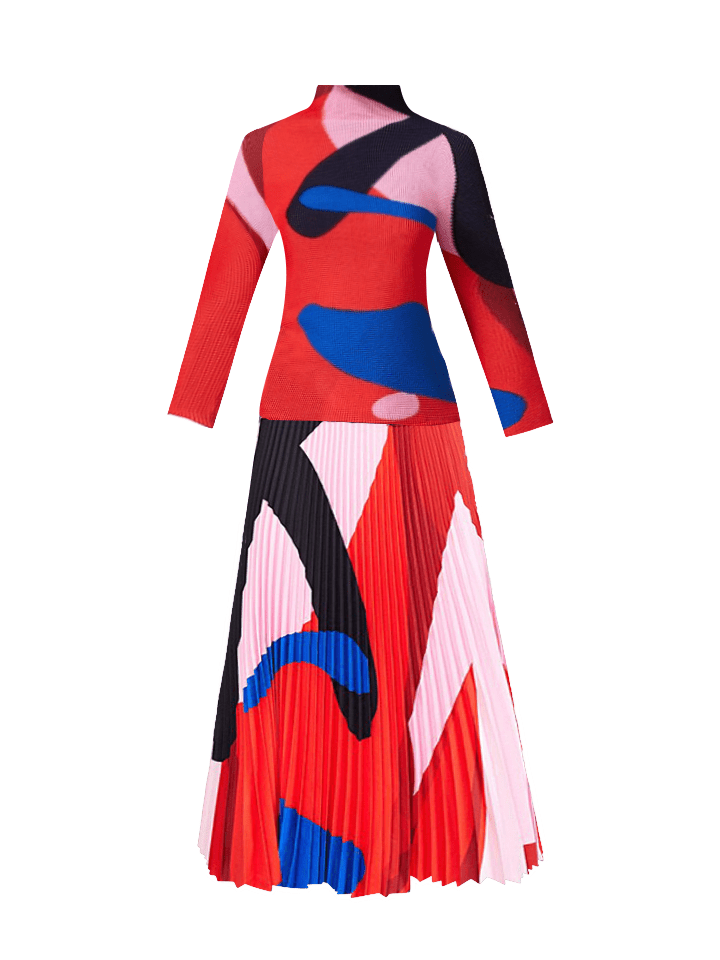 Abstract Swirls Pleated Set - @jariatudanita