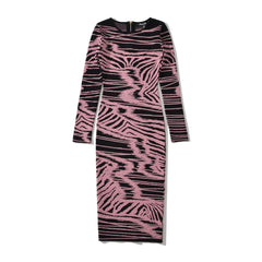 Abstract Wave Jacquard Knit Dress