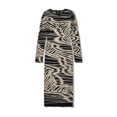 Abstract Wave Jacquard Knit Dress