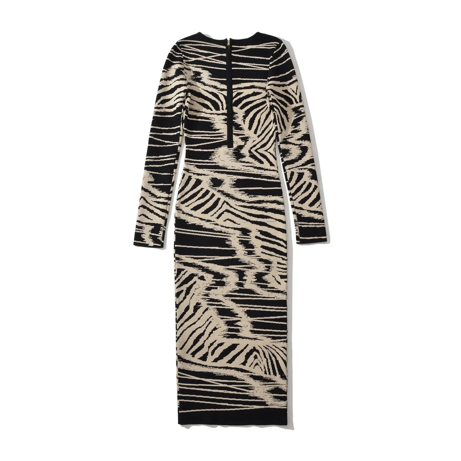 Abstract Wave Jacquard Knit Dress