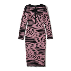 Abstract Wave Jacquard Knit Dress