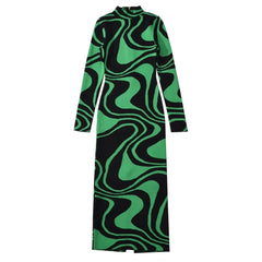 Abstract Wave Knit Dress