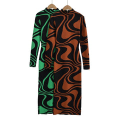 Abstract Wave Knit Dress