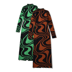 Abstract Wave Knit Dress