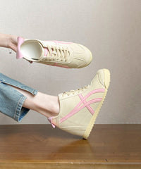 Beautiful Splicing Wedge High Wedge Heels Shoes Pink Faux Leather