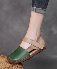 Comfy Splicing Walking Sandals Brown Faux Leather Hollow Out