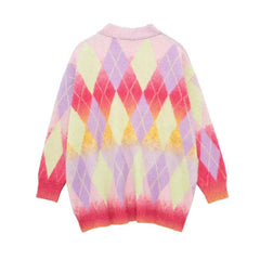 Argyle Loose Knit Cardigan