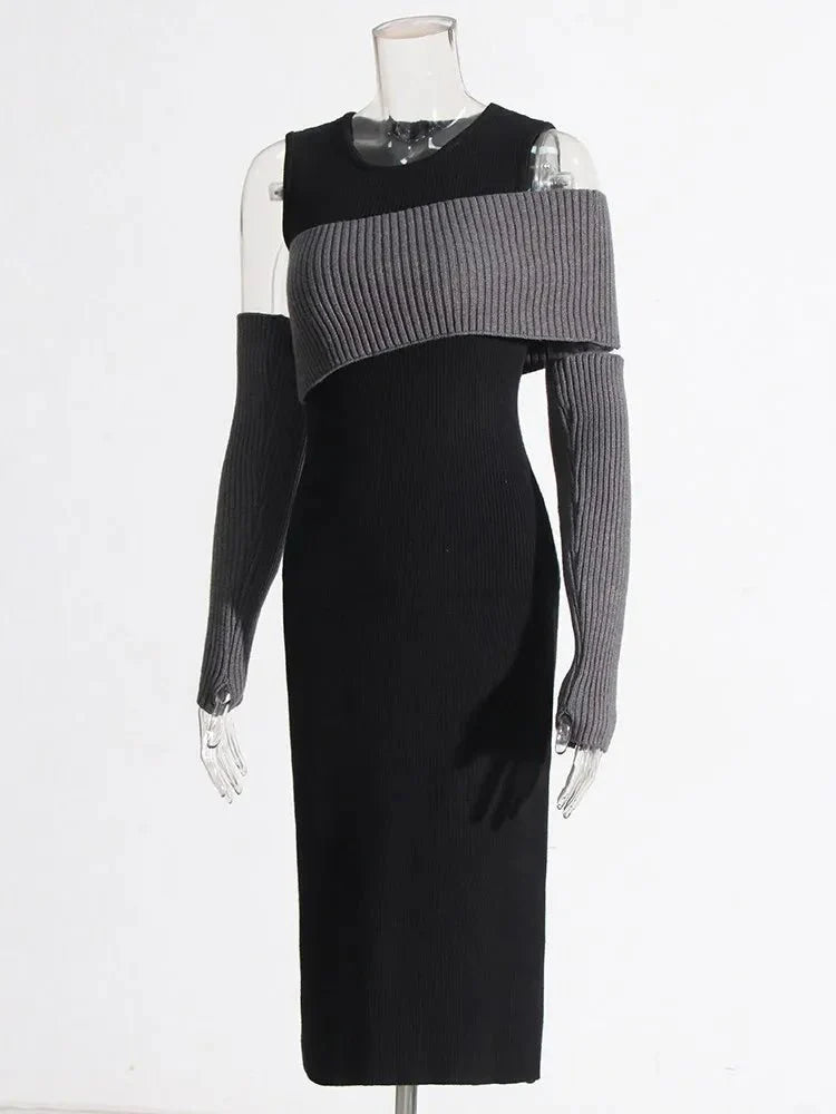 Arm Sleeves Bodycon Knitted Dress