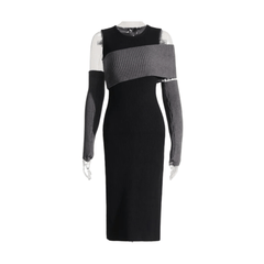 Arm Sleeves Bodycon Knitted Dress