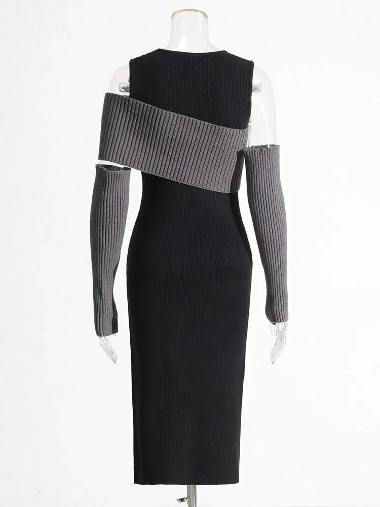 Arm Sleeves Bodycon Knitted Dress