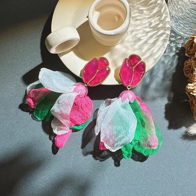 Assorted Large Petal Dangling Earrings