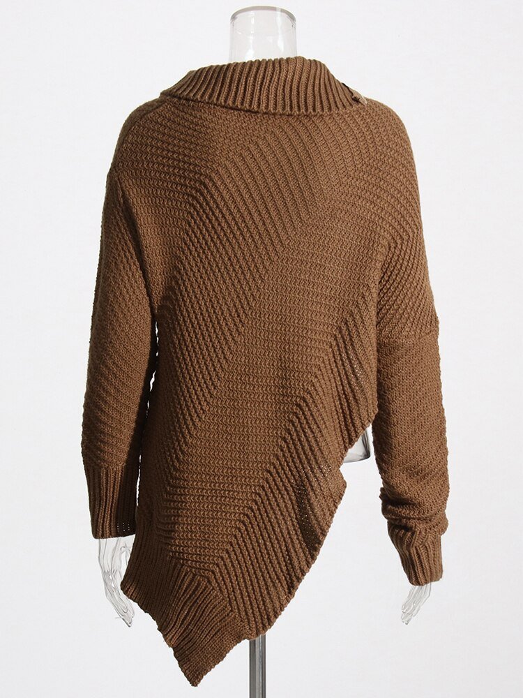 Asymmetric Knitted Loose Sweater