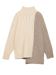 Asymmetrical Hem Knit Wool Sweater