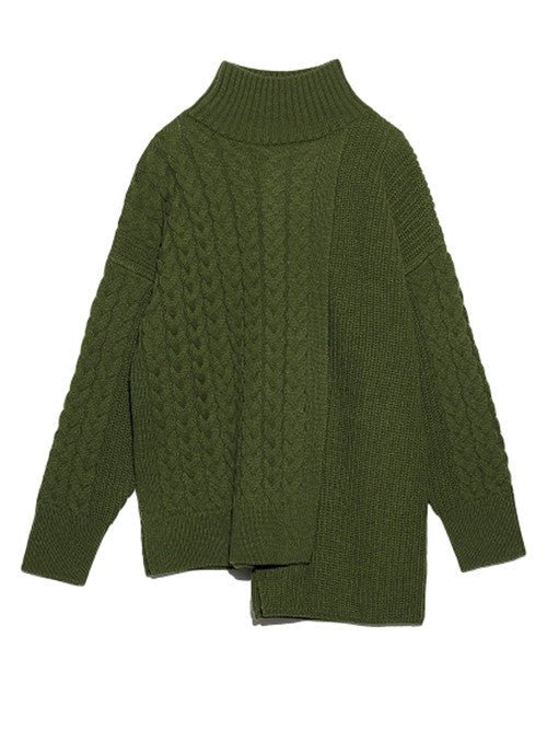 Asymmetrical Hem Knit Wool Sweater