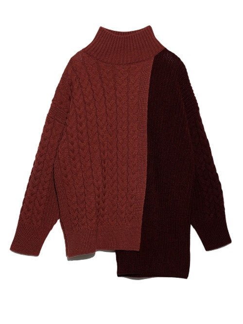 Asymmetrical Hem Knit Wool Sweater