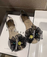 Fashion Black Bow Splicing Clear Sandals Peep Toe
