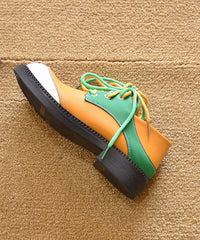 Casual Green Lace Up Splicing Flat Shoes For Women