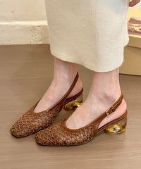 Brown Chunky Breathable Mesh Comfortable Splicing Sandals