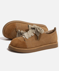 New Comfortable Camel Lace Up Flats Shoes