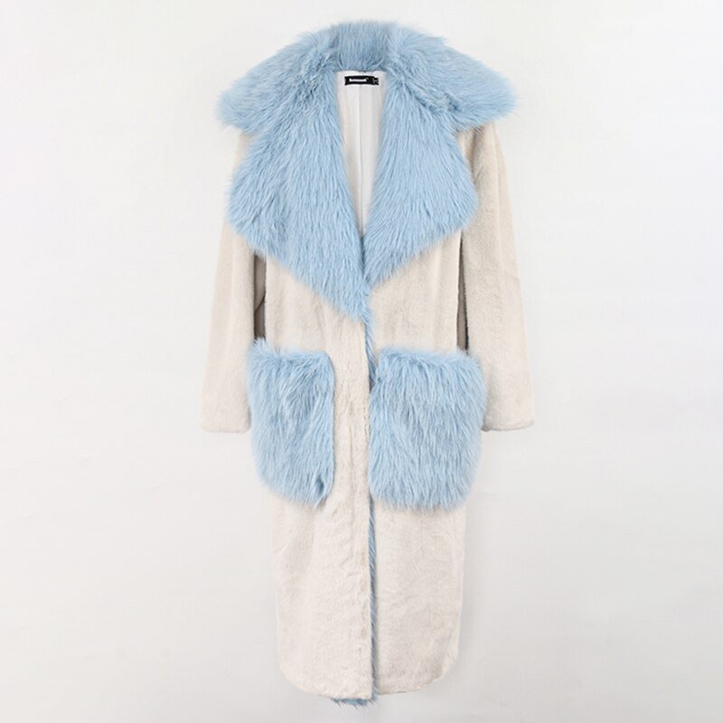 Pre Order:  Baby Blue Collar Faux Fur Jacket