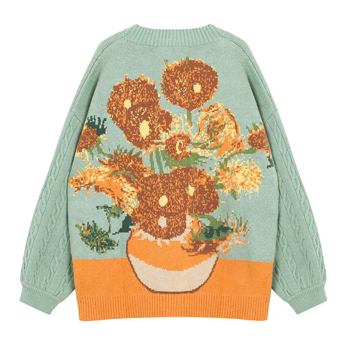 Van Gogh Art Knit Cardigan