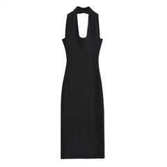 Pre Order:  Backless Halter Knitted Midi Dress