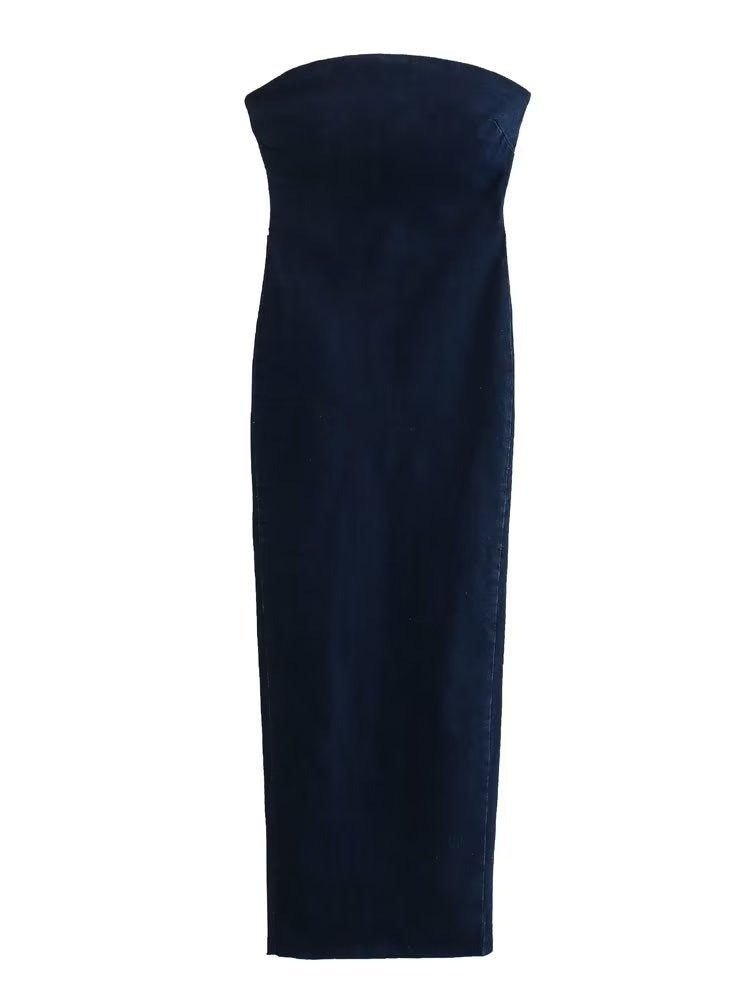 Pre Order:  Backless Strapless Denim Dress