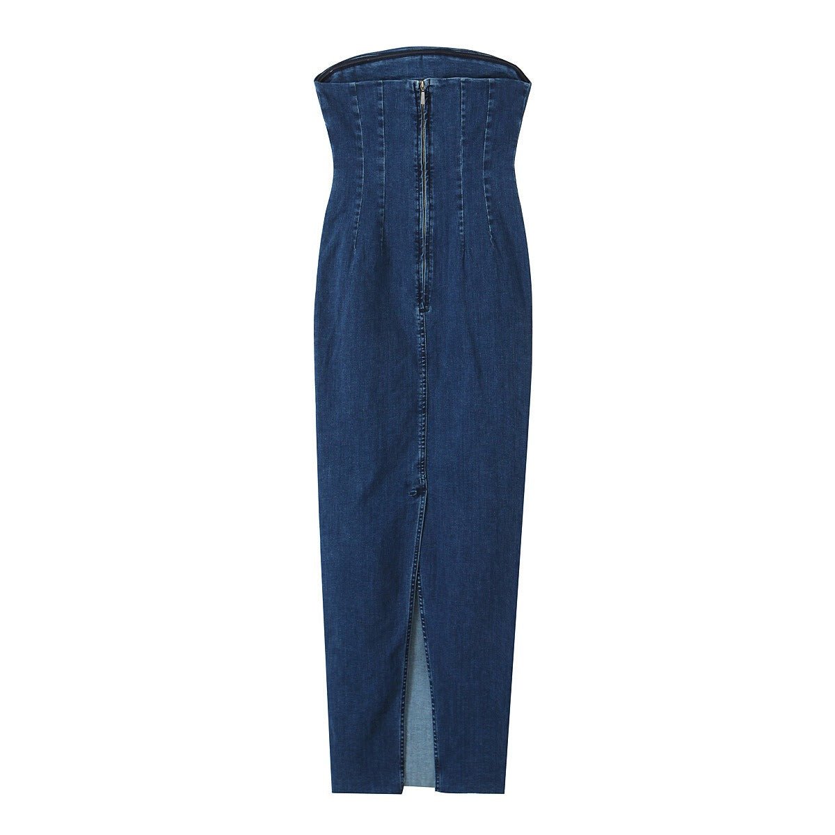 Pre Order:  Backless Strapless Denim Dress
