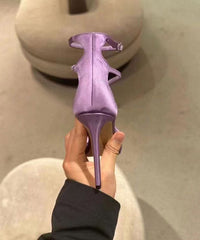 Fashion Purple Splicing Satin Stiletto Sandals Peep Toe