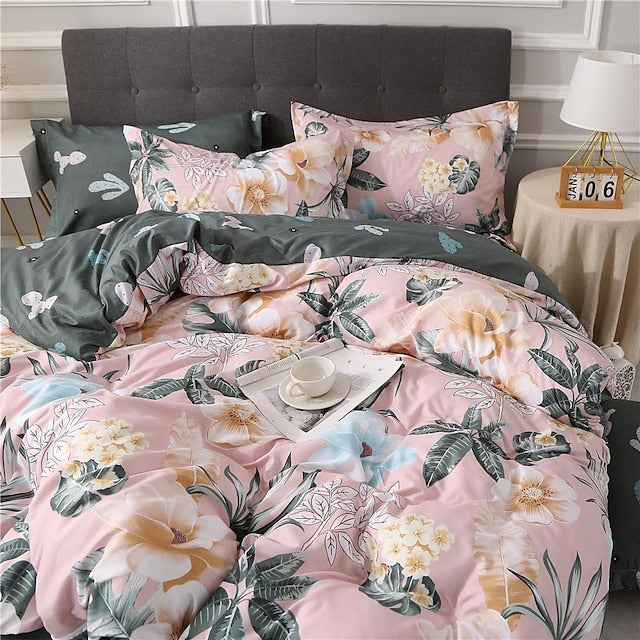 Botanical Duvet Cover Bedding Sets Comforter Cover with 1 Duvet Cover or Coverlet .1Sheet .2 Pillowcases for Double/Queen/King(1 Pillowcase for Twin/Single)