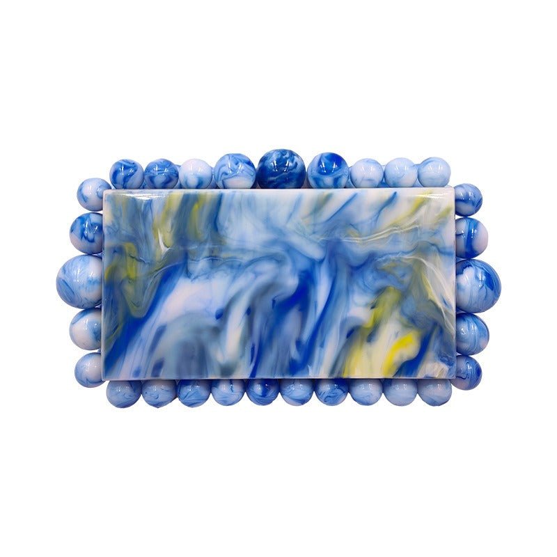 Pre Order:  Beaded Acrylic Hard Clutch Bag