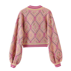 Pre Order:  Beaded Buttons Sequined Knit Cardigan