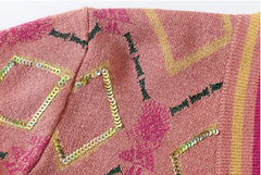 Pre Order:  Beaded Buttons Sequined Knit Cardigan