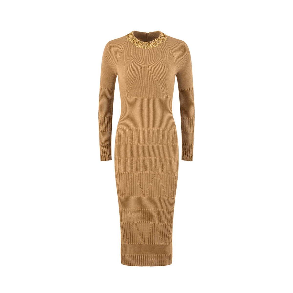 Pre Order:  Beaded Neck Knitted Midi Dress