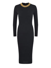 Pre Order:  Beaded Neck Knitted Midi Dress