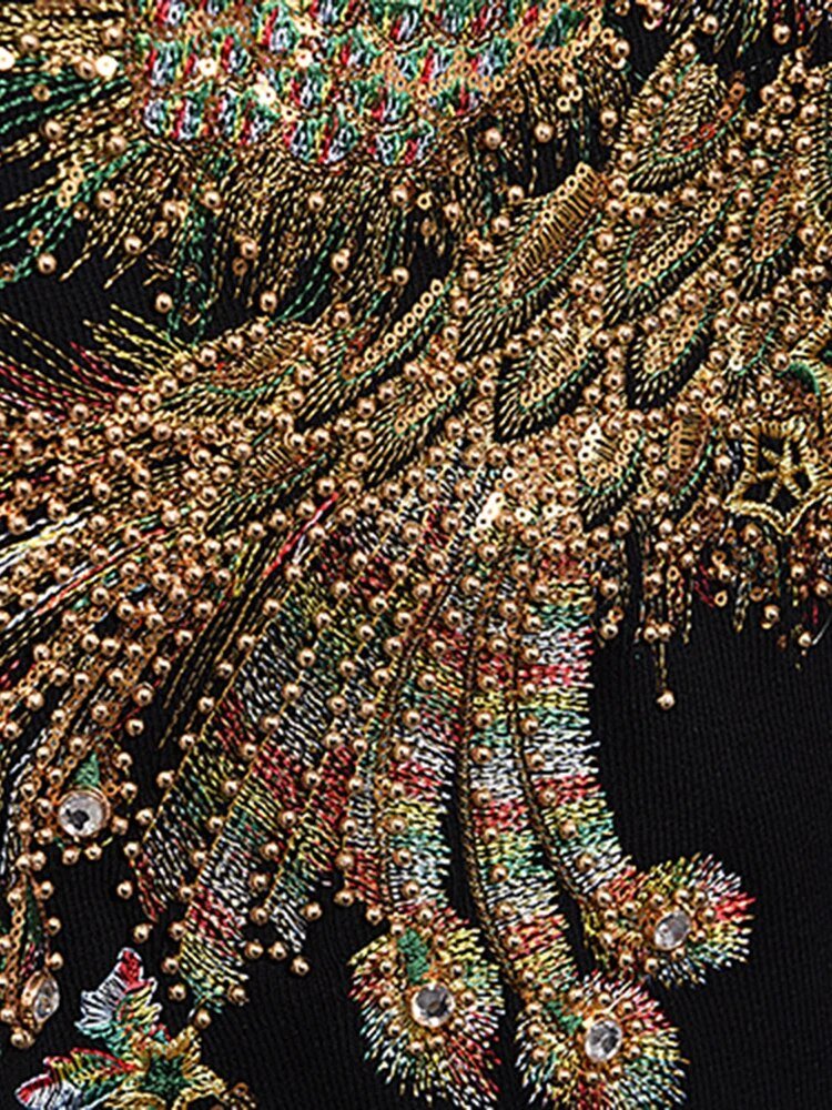Pre Order:  Beaded Sequined Peacock Sweater + Pants Set