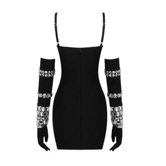 Pre Order:  Bejeweled Gloves Sleeveless Mini Dress