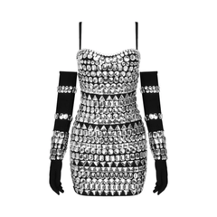 Pre Order:  Bejeweled Gloves Sleeveless Mini Dress