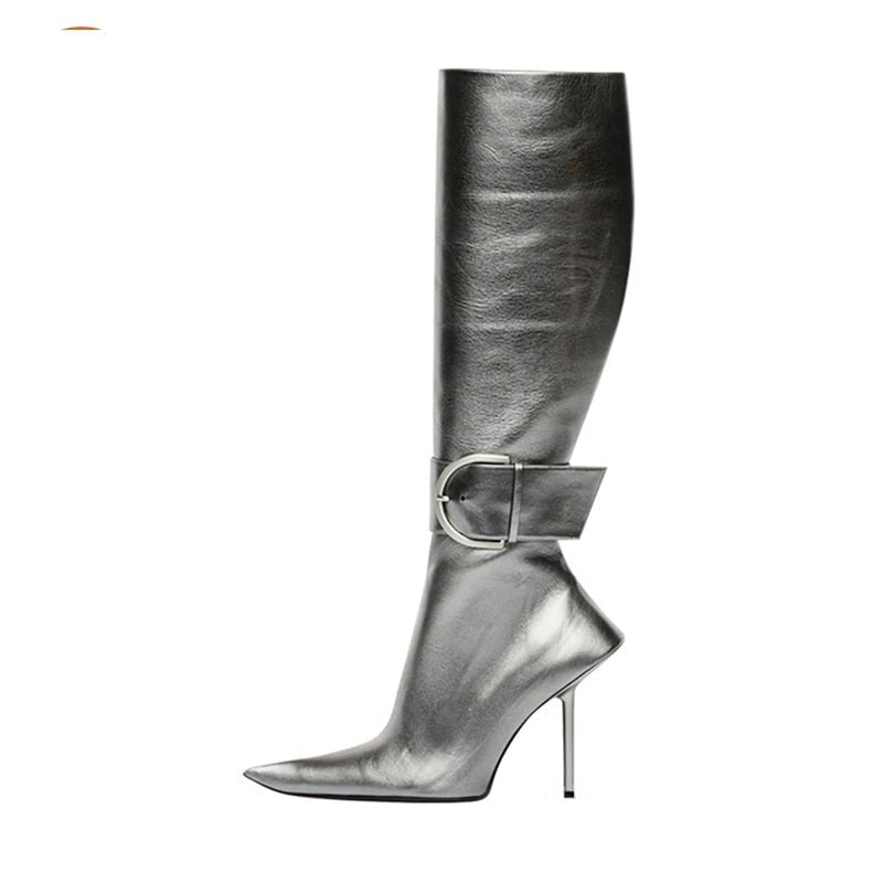 Pre Order:  Belted Pointed Toe Leather Boots