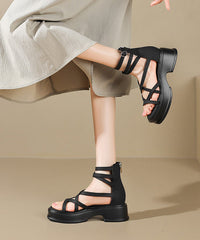 New Beige High Top Strap Roman Sandals Peep Toe