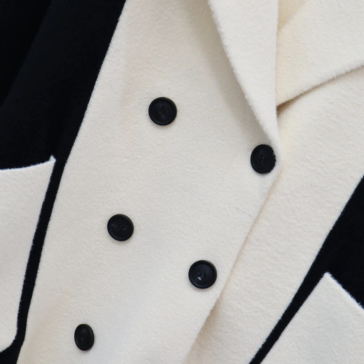 Pre Order:  Black and White Contrast Woolen Coat