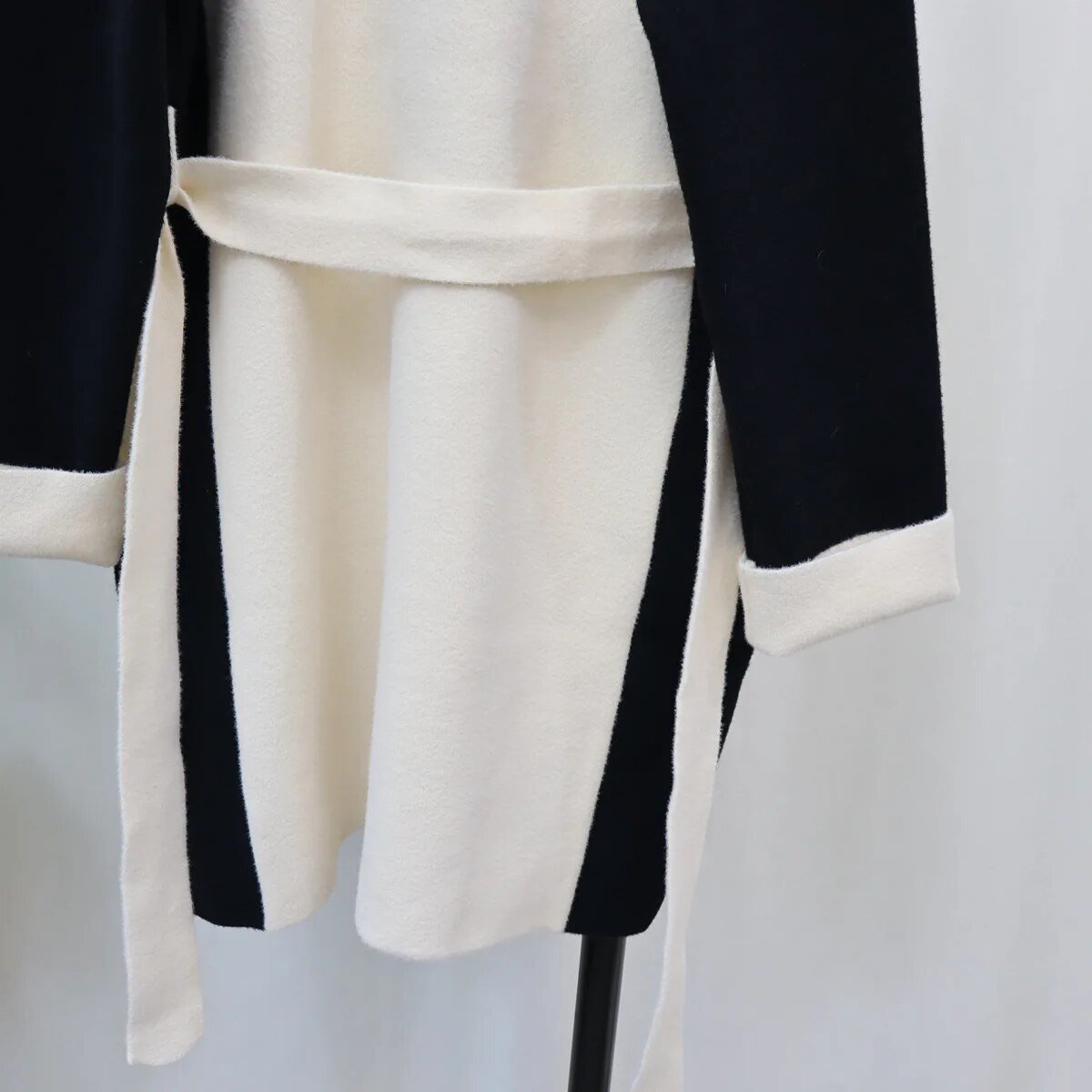 Pre Order:  Black and White Contrast Woolen Coat
