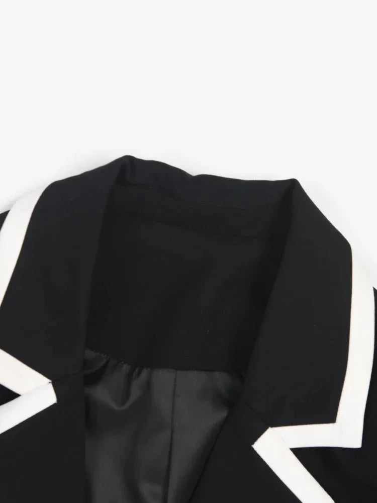 Pre Order:  Black and White Notched Collar Blazer