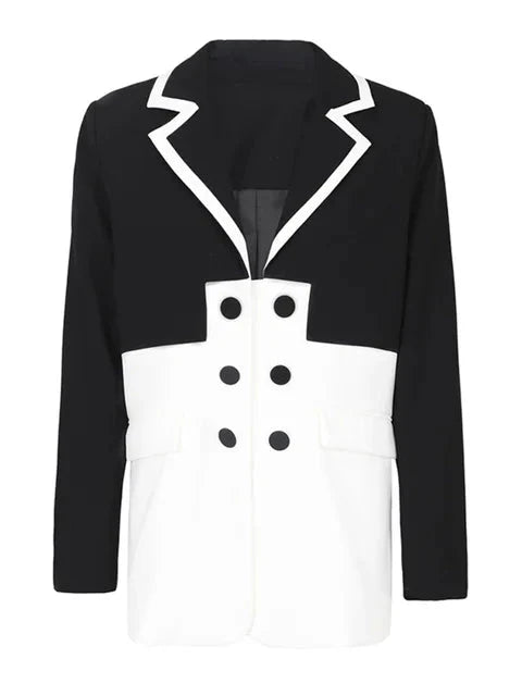 Pre Order:  Black and White Notched Collar Blazer