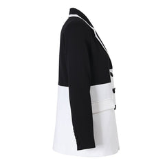 Pre Order:  Black and White Notched Collar Blazer