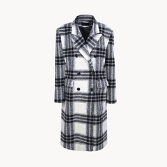 Pre Order:  Black and White Plaid Coat