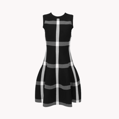 Pre Order:  Black and White Sleeveless Mini Dress