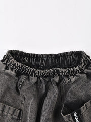 Pre Order:  Black Denim Harem Pants