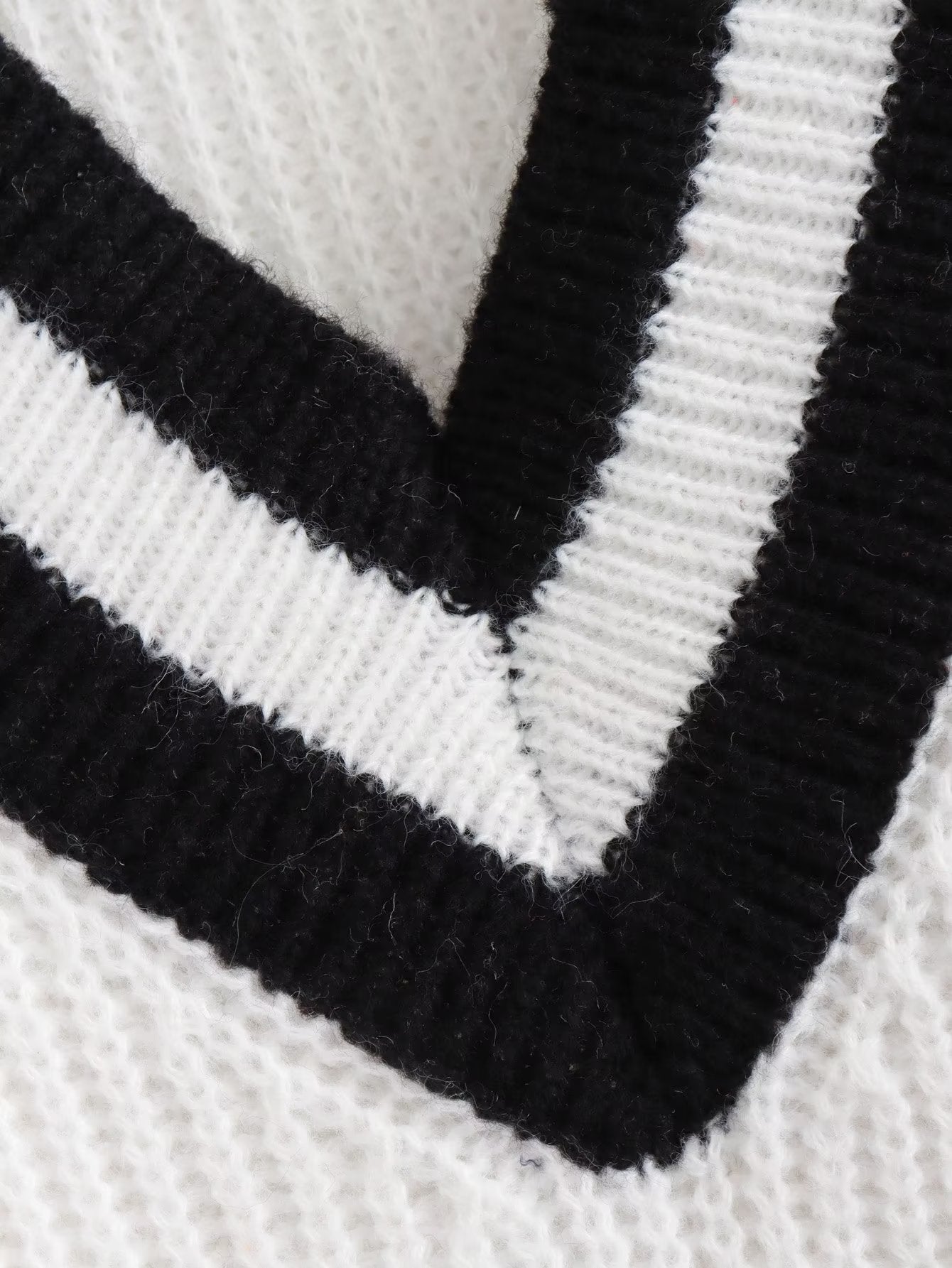 Pre Order:  Black Stripes Accent Loose White Sweater