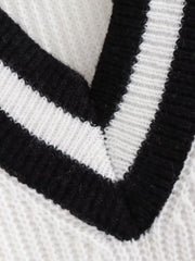 Pre Order:  Black Stripes Accent Loose White Sweater